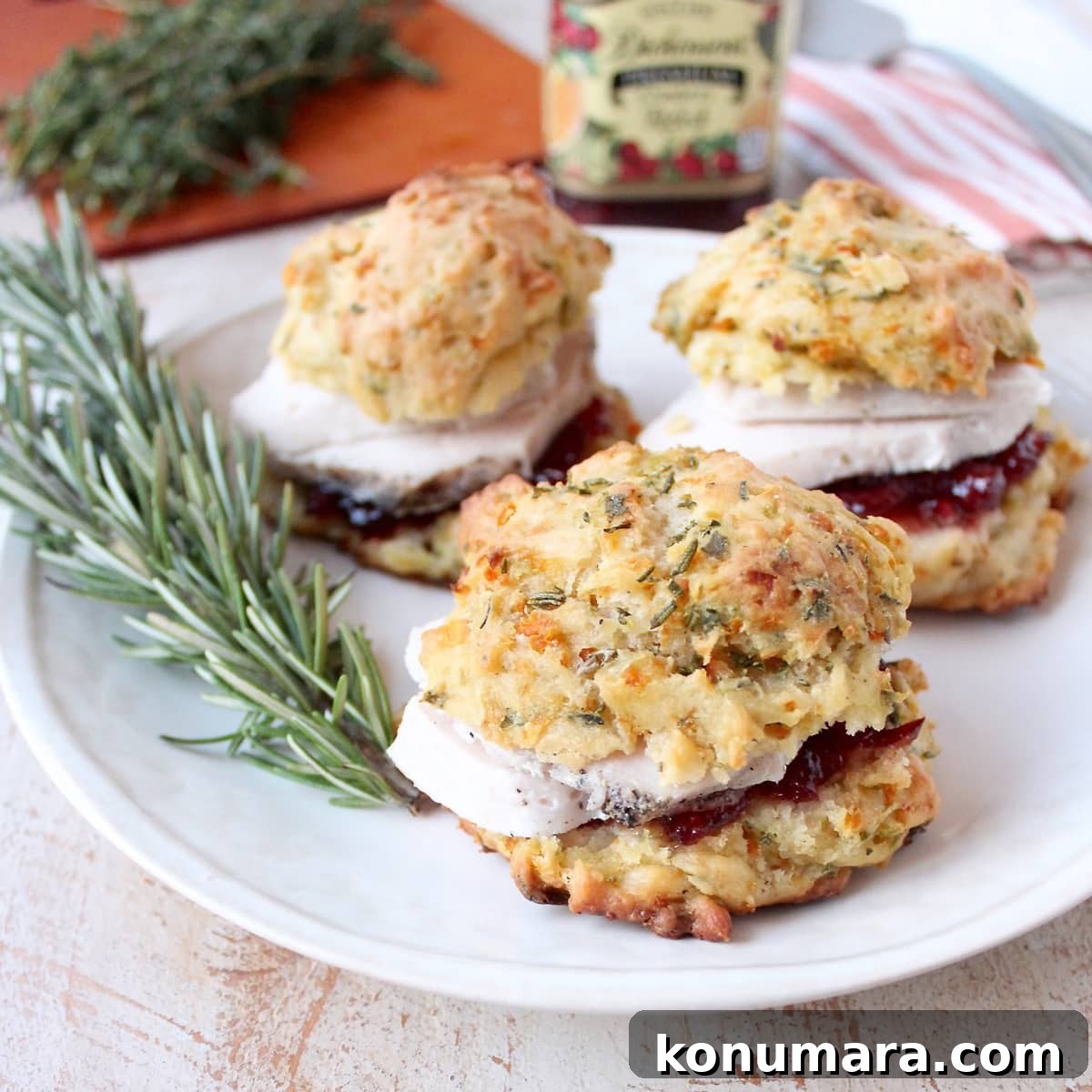 Stuffed Biscuits Recipe: Savory Filling Ideas 9 stuffing biscuits filled with turkey and cranberry sauce on a plate