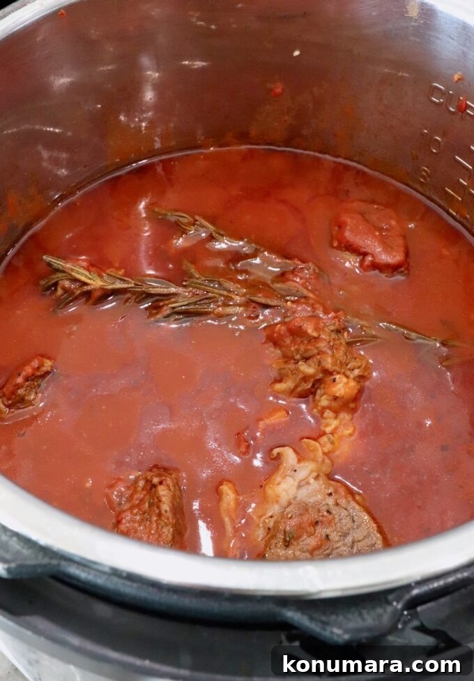 Instant Pot Beef Ragu with Tomato and Red Wine 8 cooked beef ragu sauce in an Instant Pot