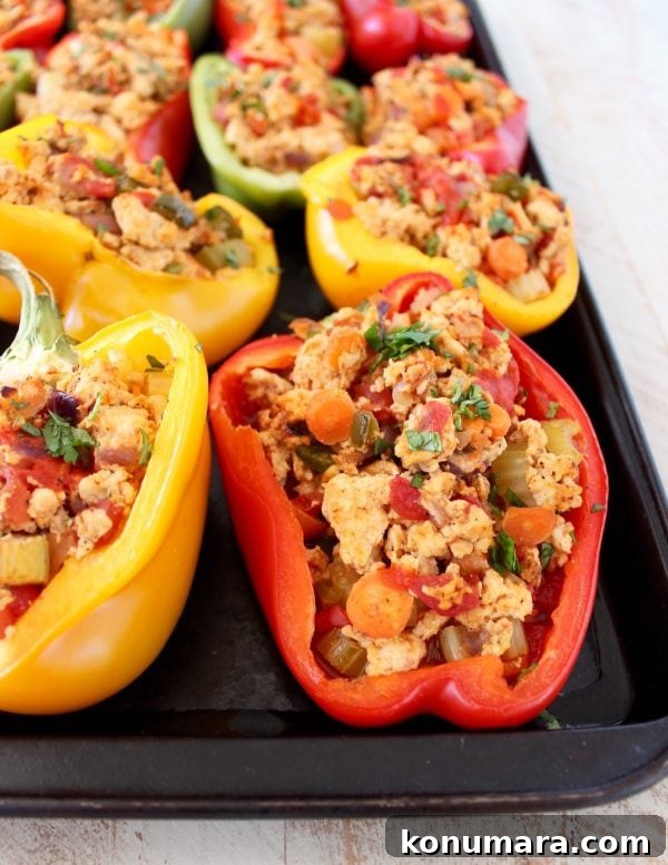Ground buffalo chicken and carrots stuffed in bell peppers