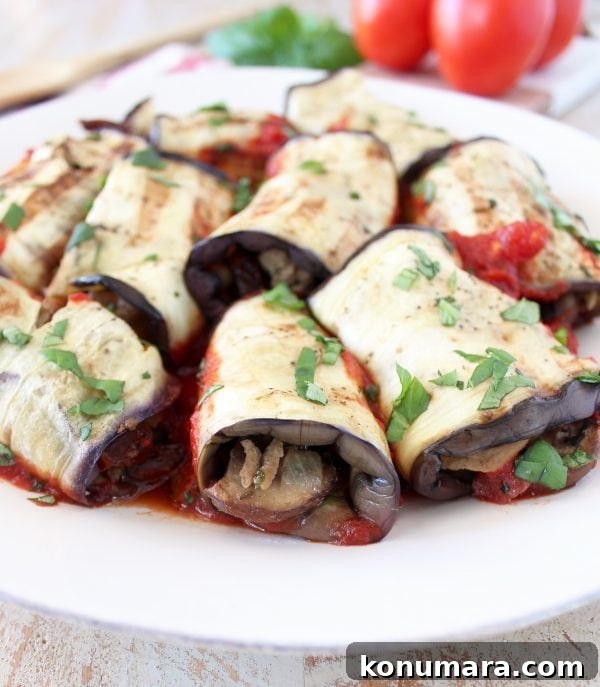Whole30 Eggplant Roll-Ups Recipe 3 Italian seasoned ground turkey and mushrooms fill these delicious eggplant roll ups, baked in a flavorful tomato sauce. This recipe is gluten free, dairy free and Whole30 compliant!