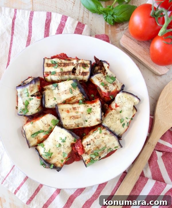 Whole30 Eggplant Roll-Ups Recipe 4 Italian seasoned ground turkey and mushrooms fill these delicious eggplant roll ups, baked in a flavorful tomato sauce. This recipe is gluten free, dairy free and Whole30 compliant!