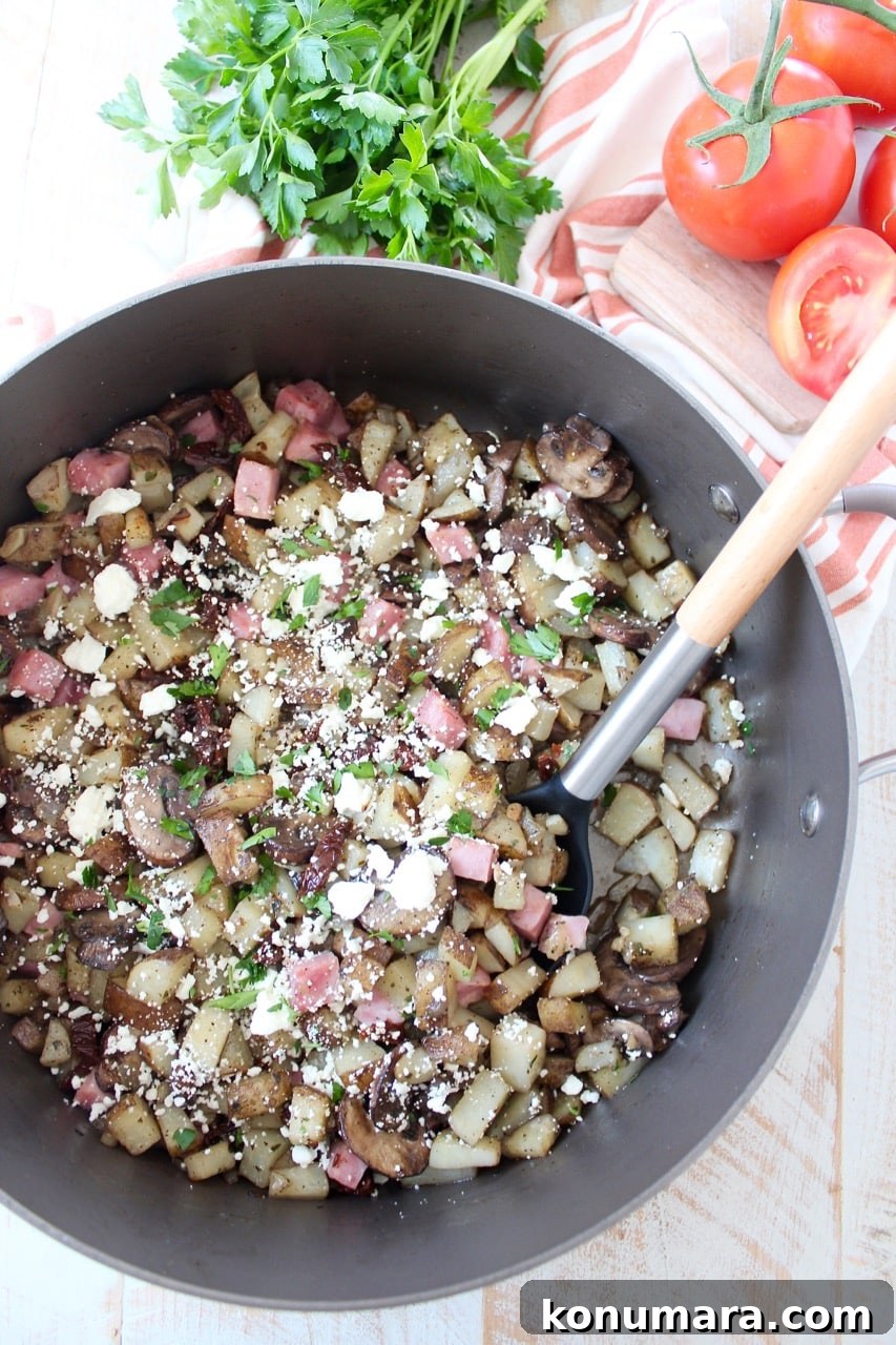 Ham hash is made in just 30 minutes for an easy breakfast anytime! With just a few different ingredients, you can transform this recipe three ways, into an Italian, Mexican or Greek hash.