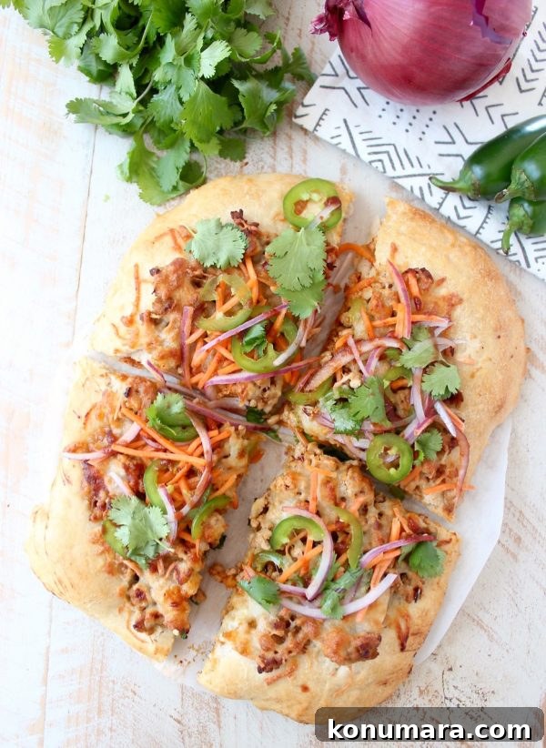 Banh Mi Pizza fresh toppings added after baking