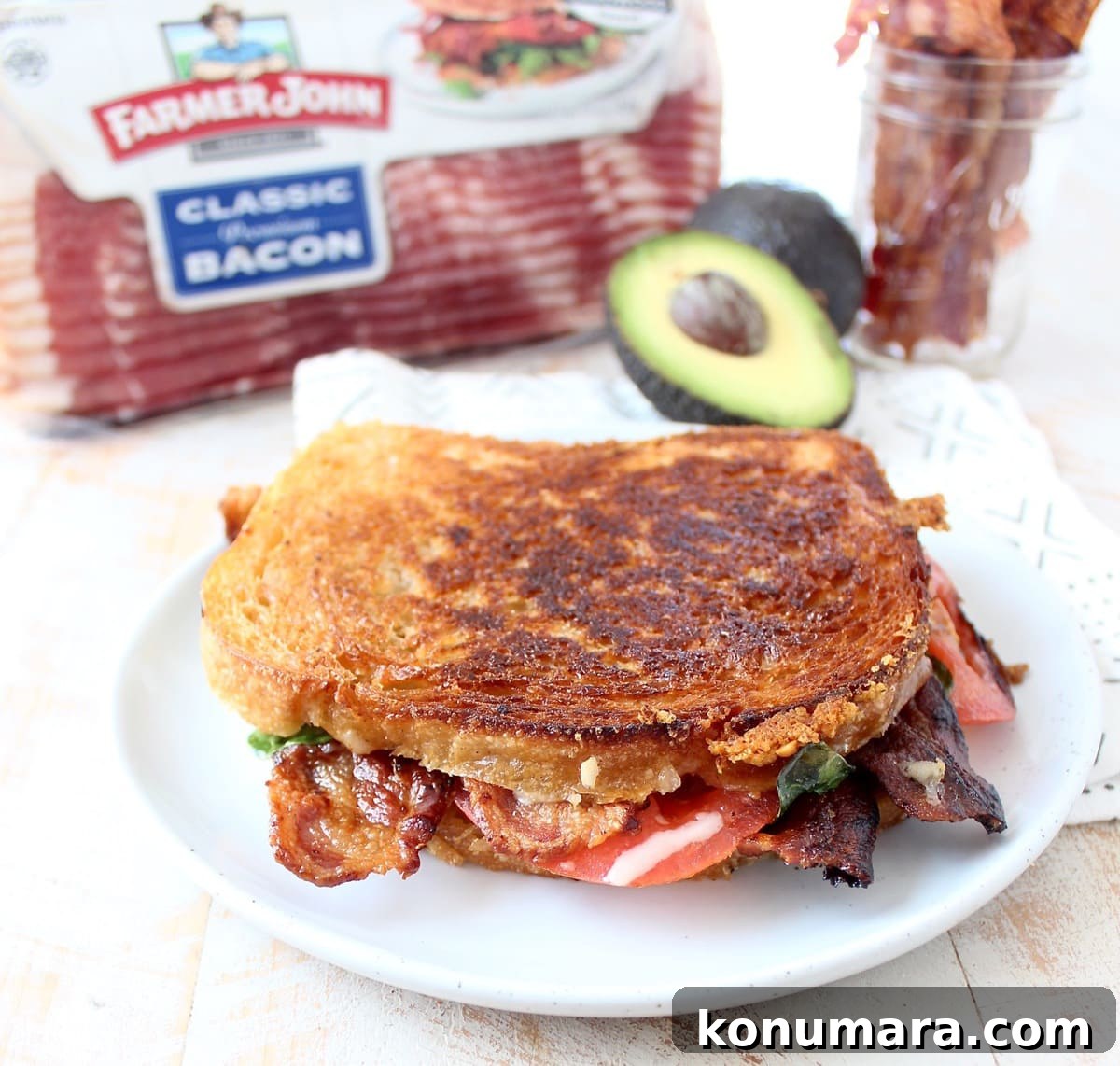 Grilled Cheese with Bacon, Tomato and Avocado 3 Bacon, avocado and tomato grilled cheese with melted gruyere