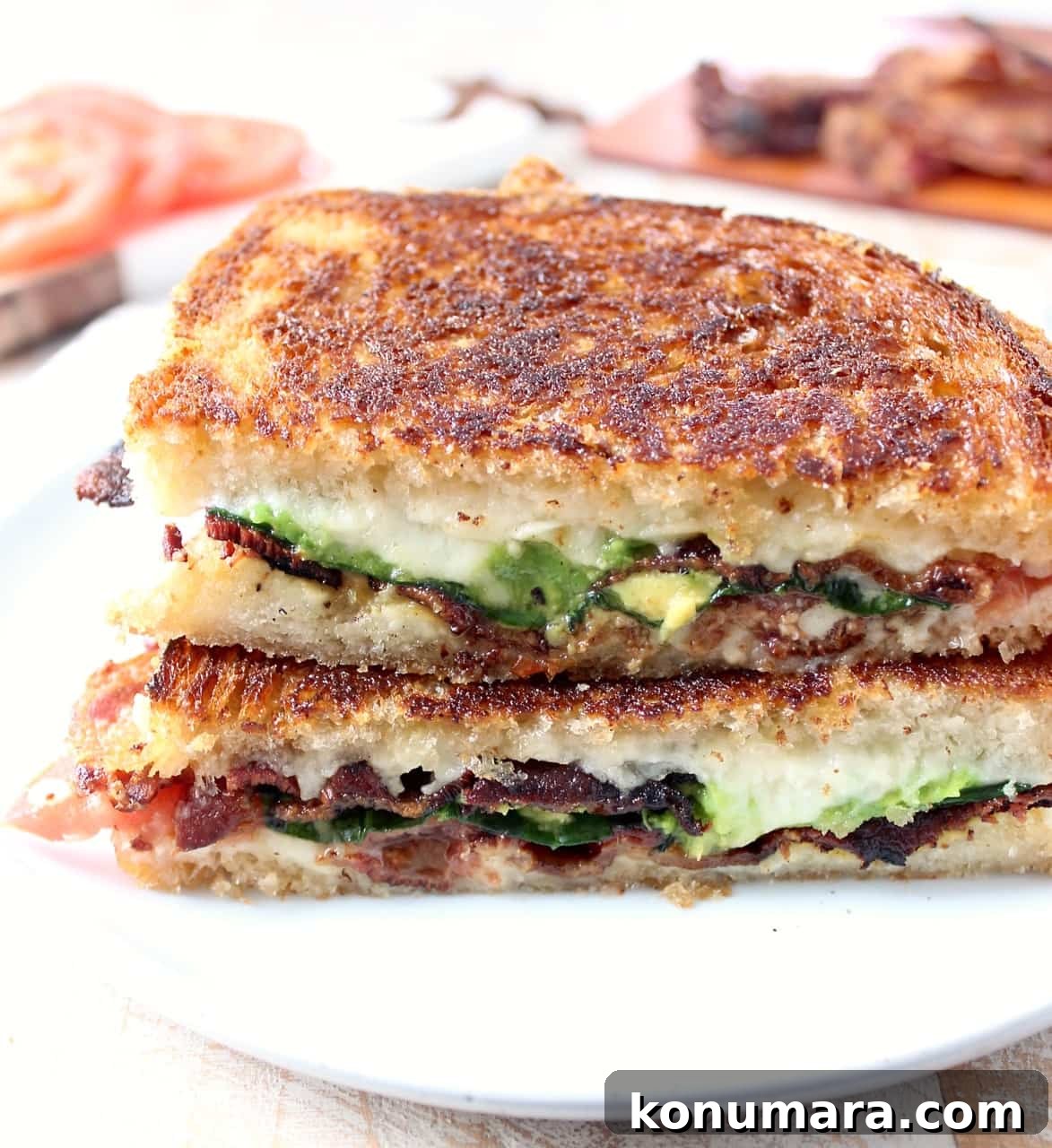 Grilled Cheese with Bacon, Tomato and Avocado 4 Grilled cheese sandwich with bacon, avocado and tomato