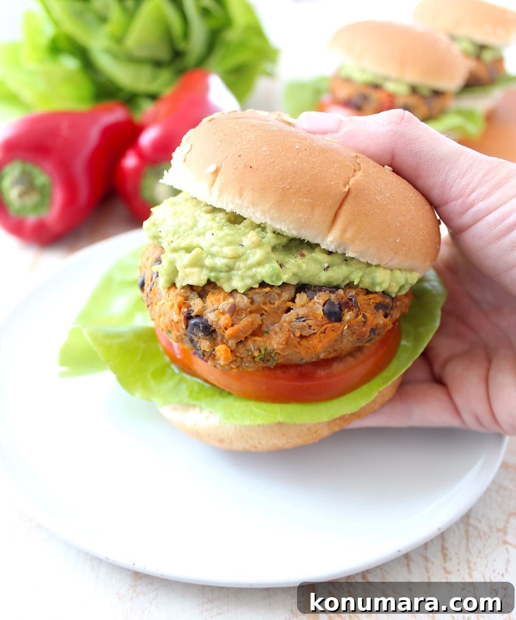Hand Holding Black Bean Veggie Burger