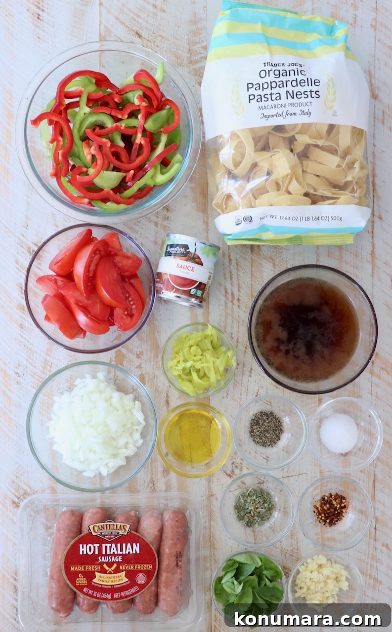 ingredients for Italian drunken noodles