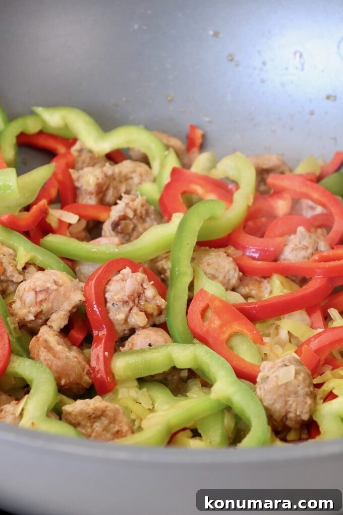 sauteing ingredients in pan