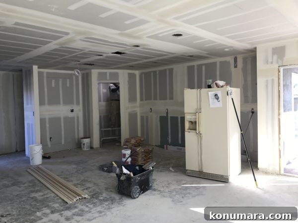 Drywall mudding in kitchen