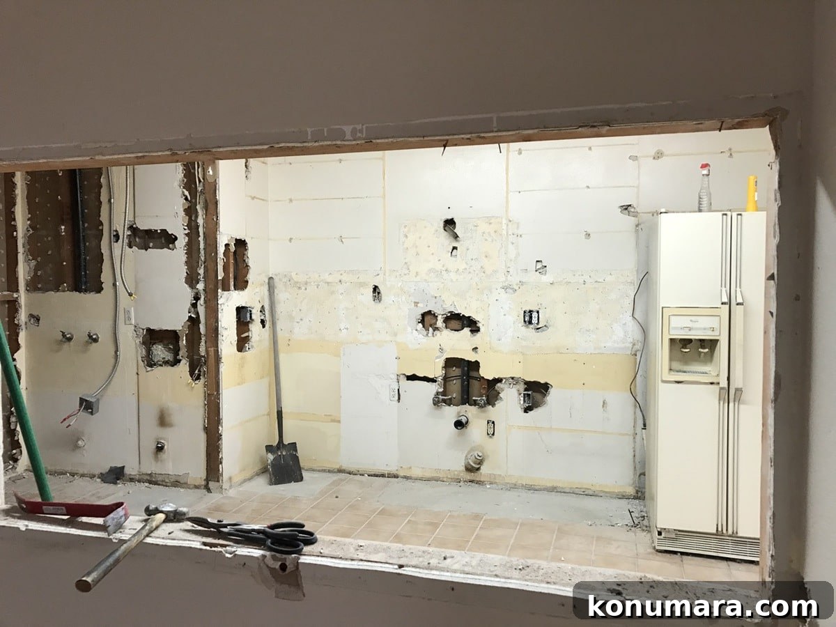 Demo of kitchen cabinets and appliances