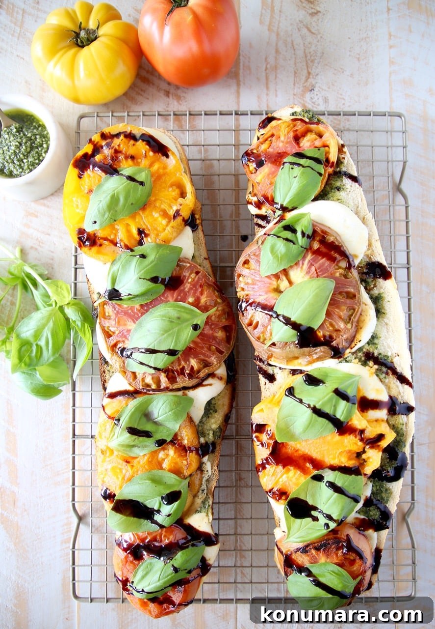Grilled Tomato Caprese French Bread Pizza with Balsamic Reduction