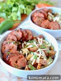 Grilled Sausage Potato Pepper Bowls