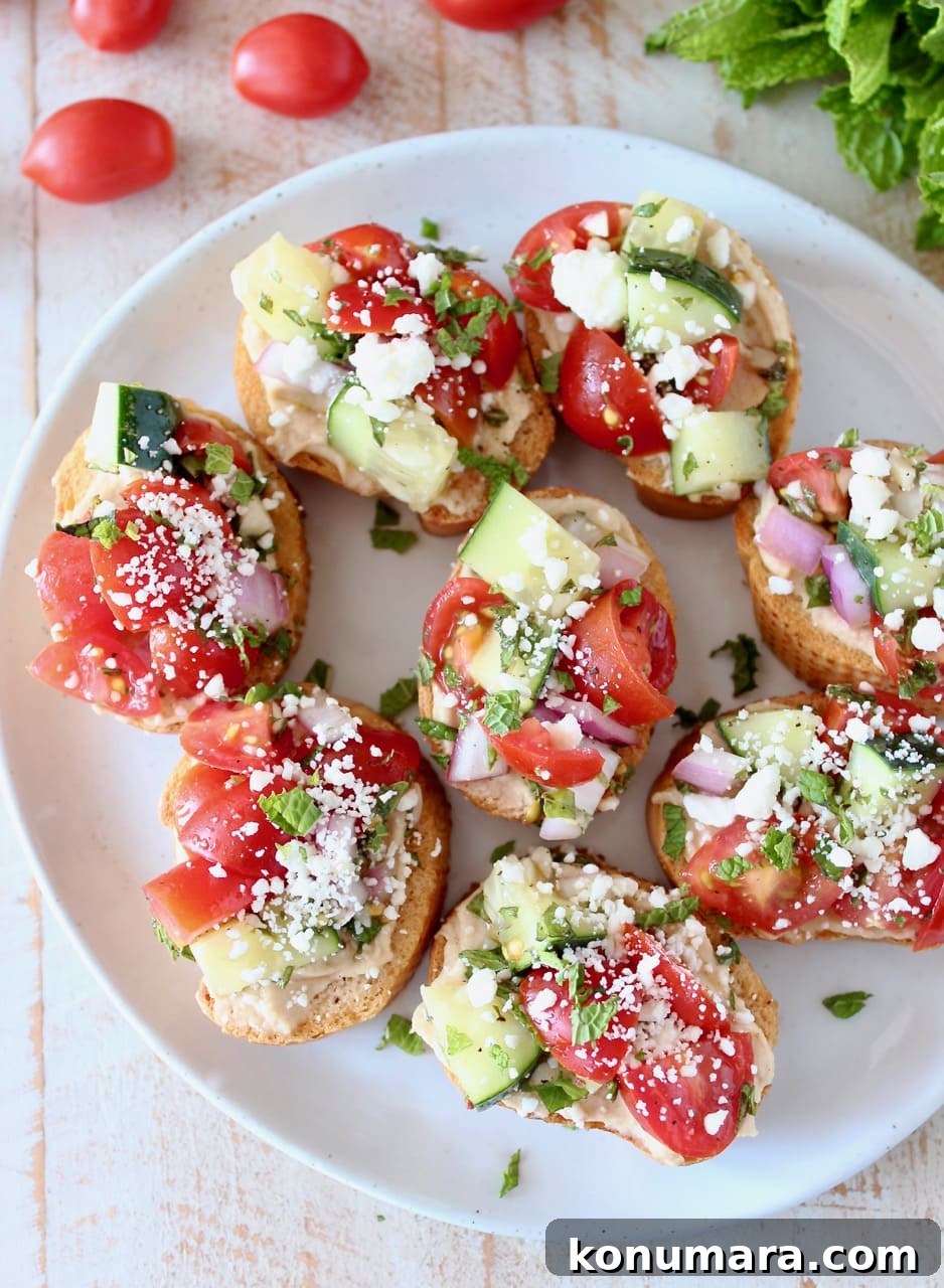 Greek Bruschetta with Feta, Tomato and Olive Tapenade 5 Tomato Cucumber Bruschetta with Feta