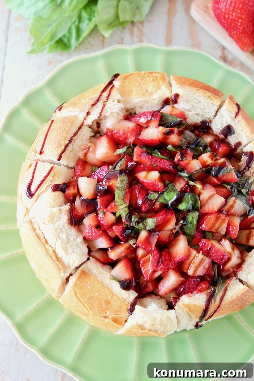 Balsamic Strawberries with Brie in Sourdough Bread Bowl