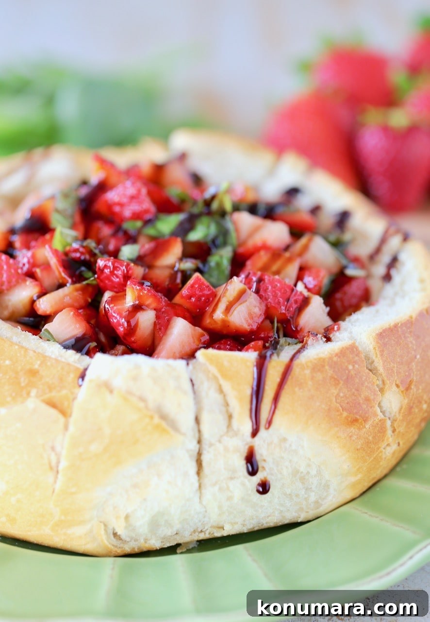 Strawberry Baked Brie Bread Bowl with Balsamic Reduction