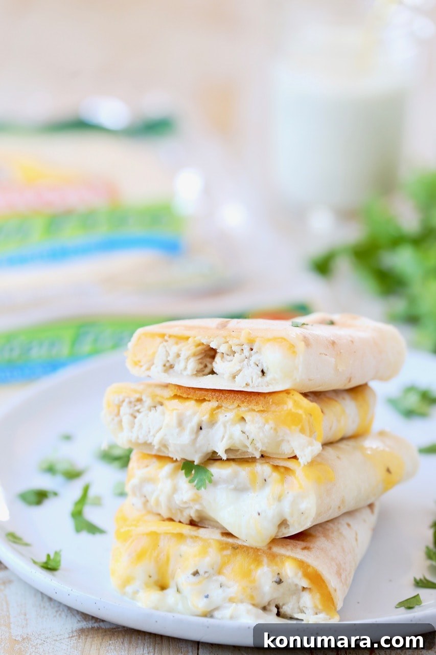 Gluten Free Chicken Ranch Wraps Recipe 2 Cheesy Chicken Ranch Wraps Cut in Half with Fresh Cilantro