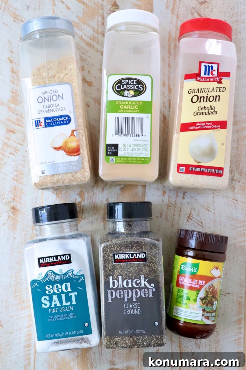 Homemade French Onion Dip Mix Recipe 3 spices for french onion dip mix on white wood board