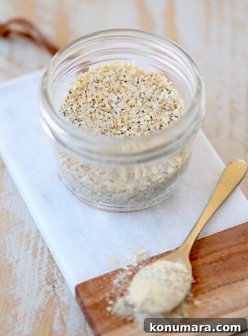 Homemade French Onion Dip Mix Recipe 5 French Onion Dip Mix in Mason Jar on Marble Cutting Board