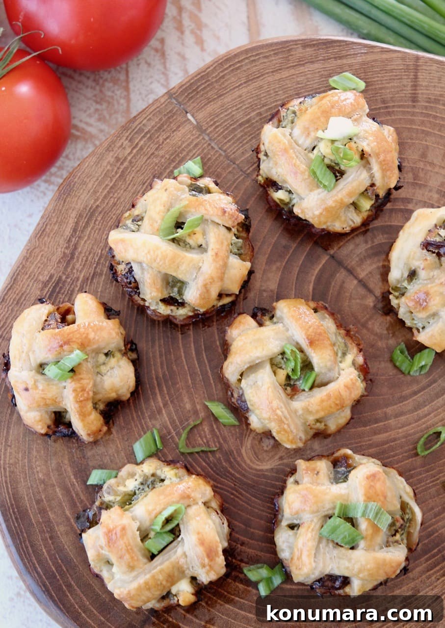 Mini Spinach and Feta Pies 4 Spinach Feta Mini Pies with Braided Puff Pastry Crust