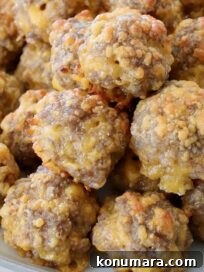 sausage balls stacked up on plate