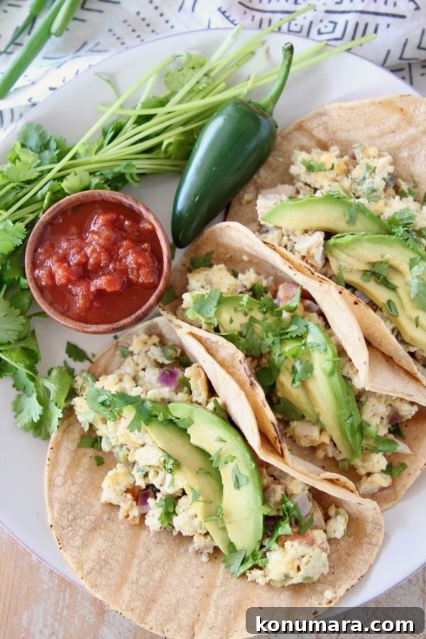 Pressure Cooker Breakfast Tacos Recipe 7 Breakfast tacos with eggs, veggies and avocado on corn tortillas