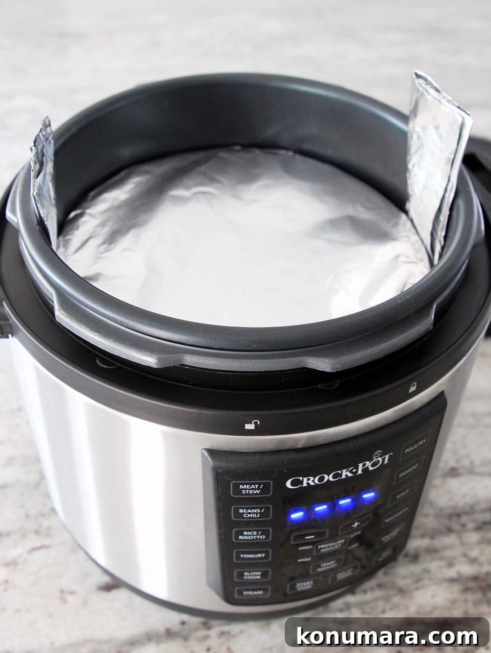 Pressure Cooker Breakfast Tacos Recipe 8 Foil sling in pressure cooker