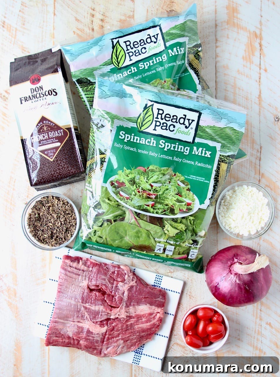 Ingredients for a steak salad