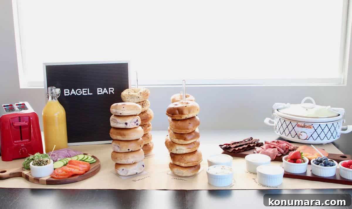 How to Set Up a DIY Bagel Bar for Brunch 5 Bagel bar setup on table