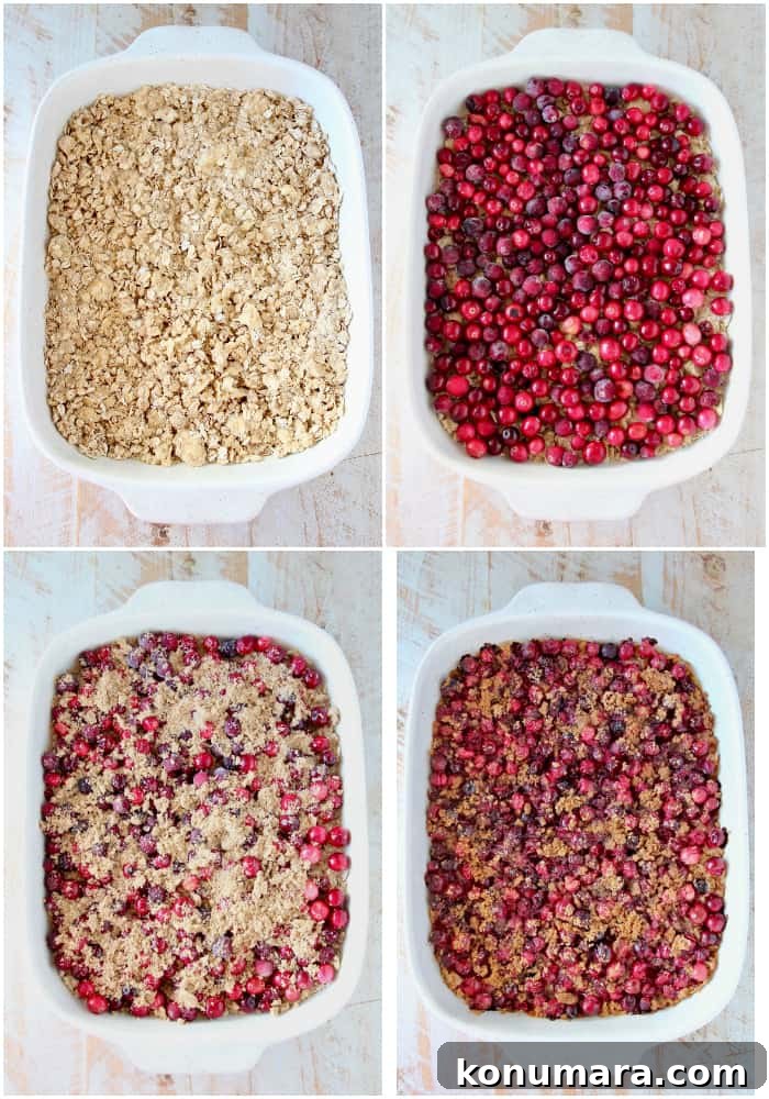 Homemade Oatmeal Cranberry Bars Recipe 4 Collage of images showing how to make Oatmeal Cranberry Bars