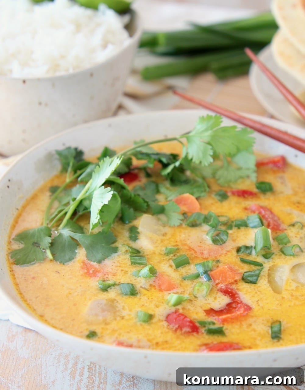 19 New Recipes from 2019 Worth Revisiting 3 Yellow curry in bowl, topped with fresh cilantro sprigs, with bowl of rice on the side