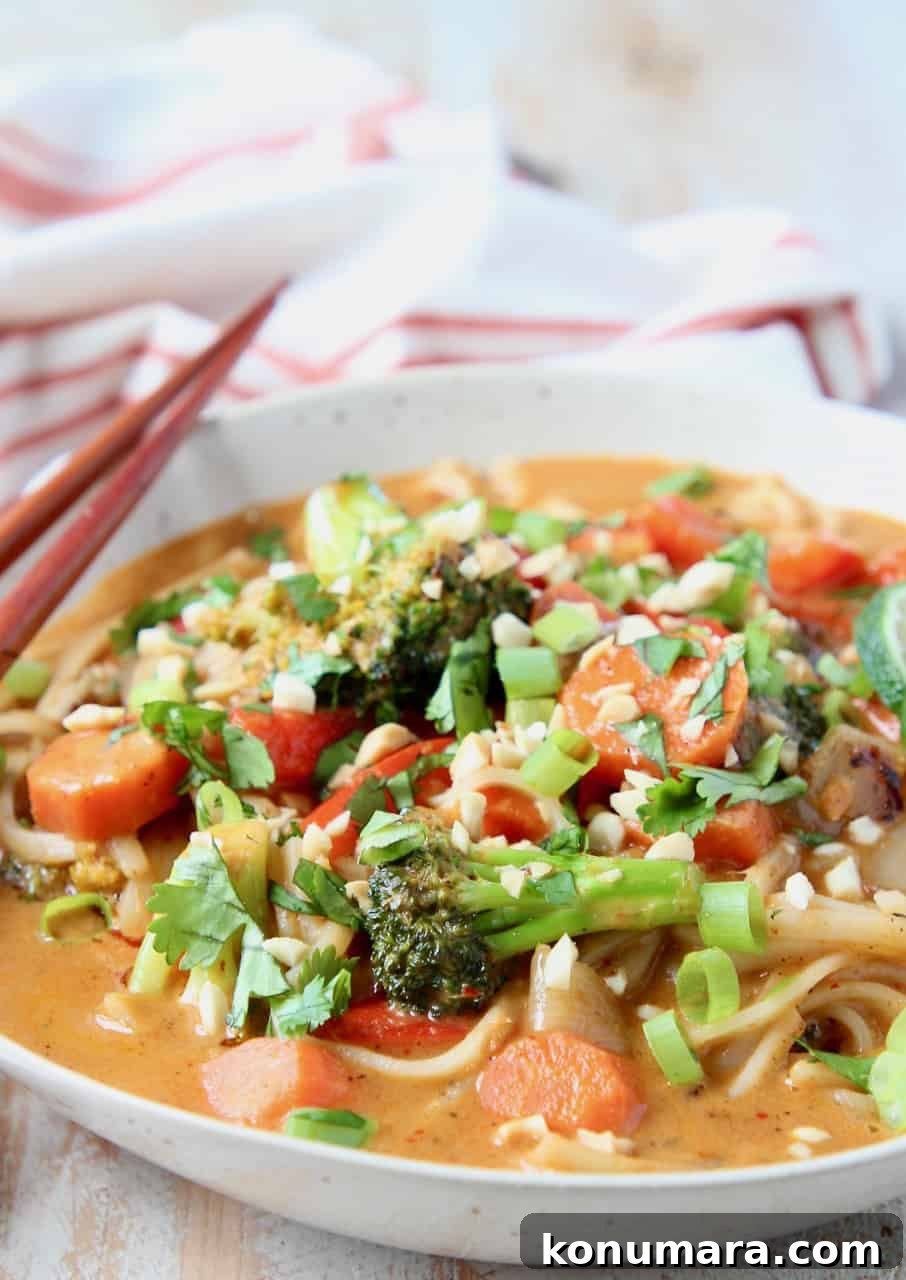 Vegetables in massaman curry sauce in bowl