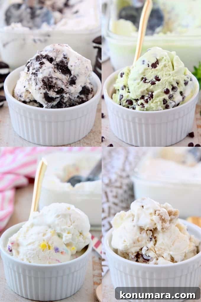 Scoops of ice cream in small white bowls