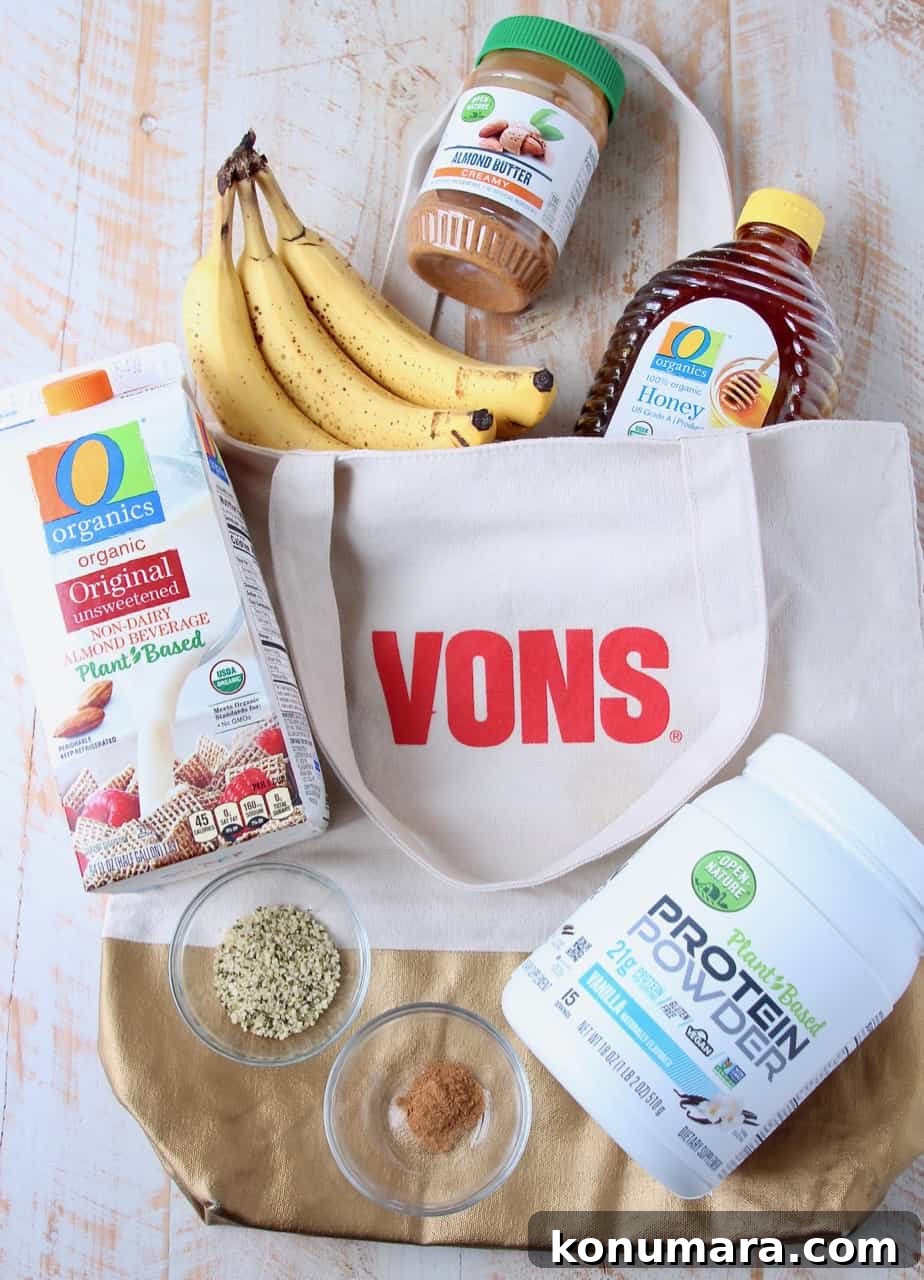 Almond Milk Smoothie Recipe with Banana and Protein 3 Ingredients for almond milk smoothie
