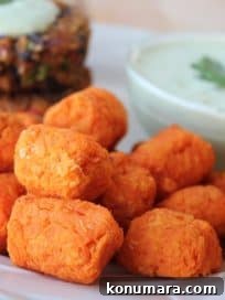 sweet potatoes, kosher salt, brown rice flour, ingredients, recipe, tater tots, homemade, baked, sweet potato tots