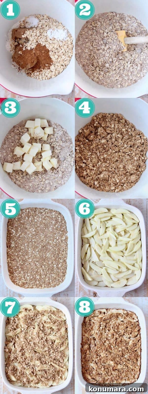 collage of images showing how to make apple oatmeal bars