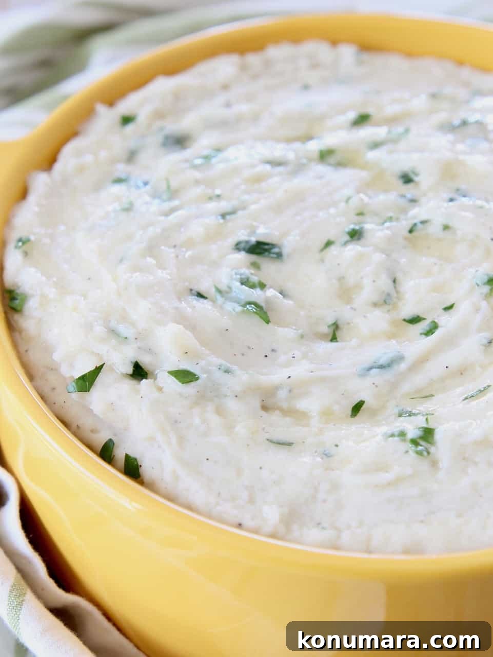 Creamy Instant Pot Mashed Potatoes Recipe 6 Mashed potatoes in yellow serving dish