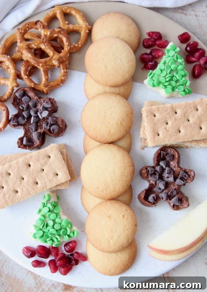 Overhead image of mini holiday dessert board