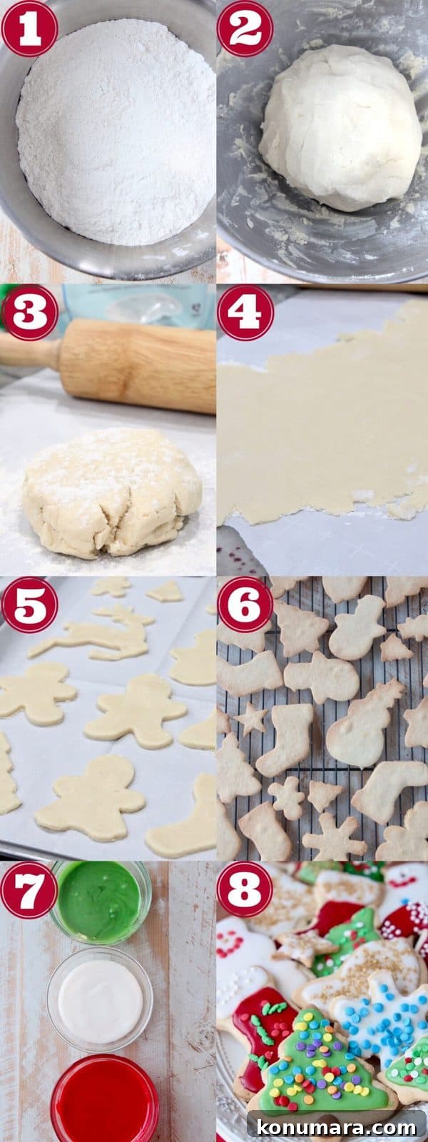 collage of images showing how to make gluten free sugar cookies
