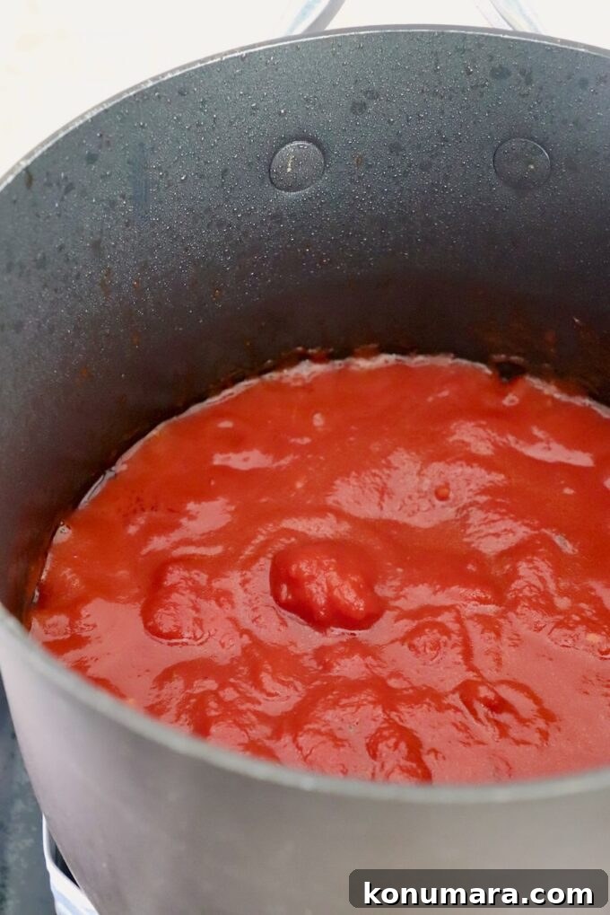 can of diced tomatoes in sauce pan