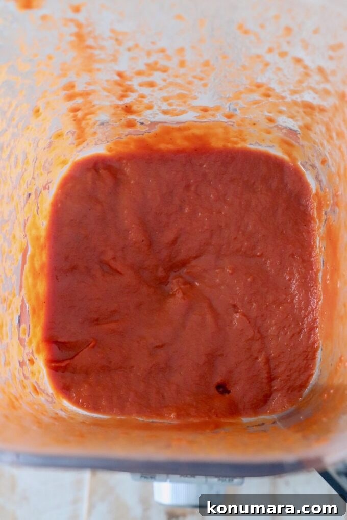 red enchilada sauce blended in blender