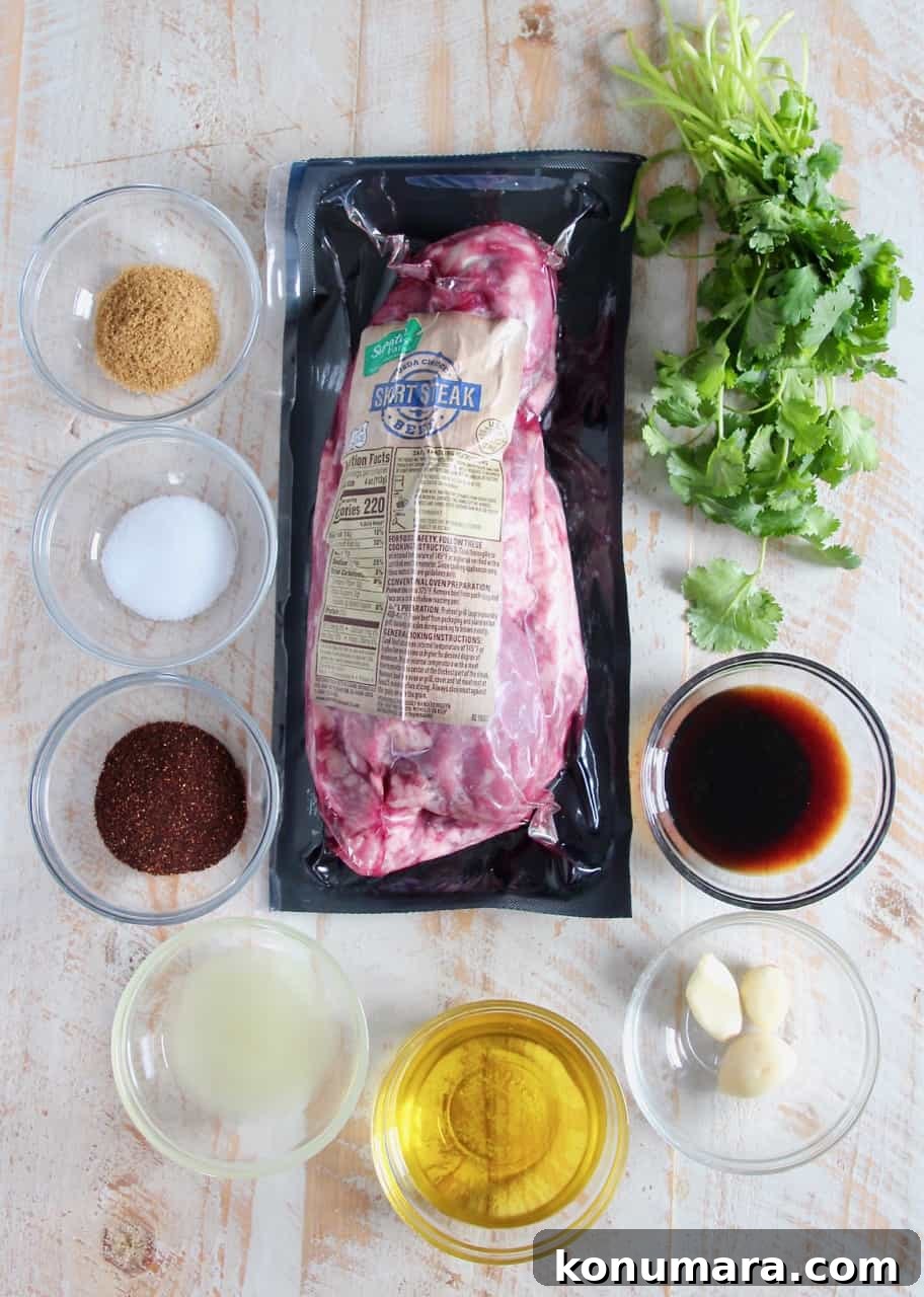 Ingredients for Chipotle Lime Carne Asada