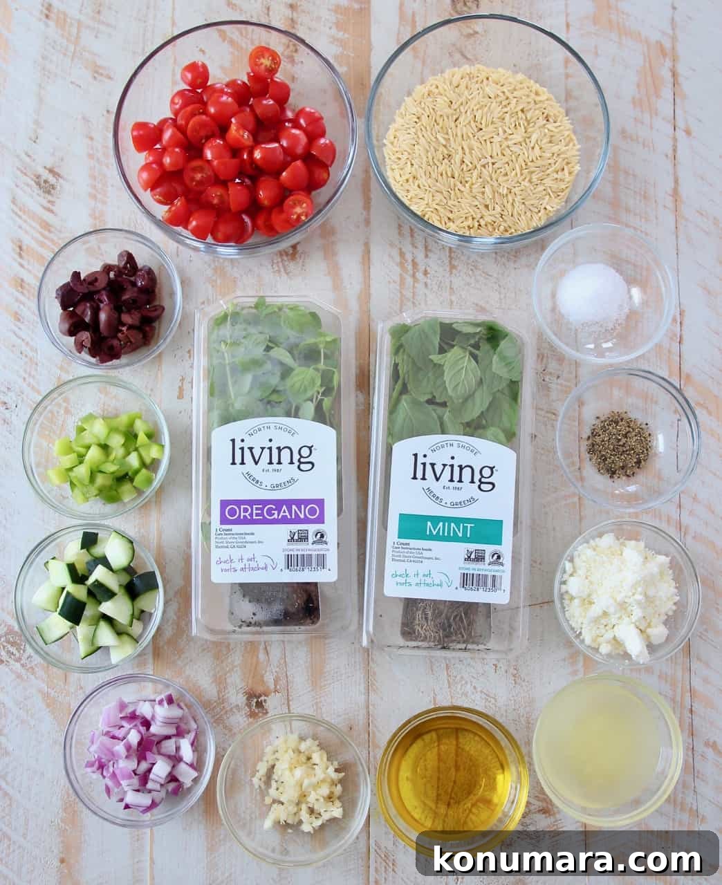 Greek orzo salad ingredients