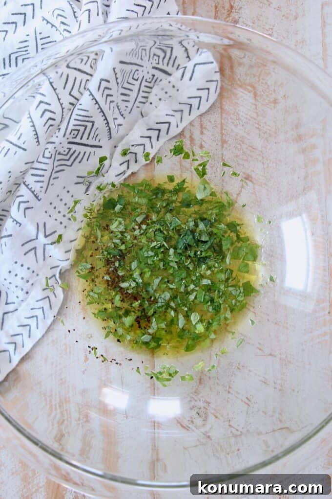 lemon herb dressing in glass bowl