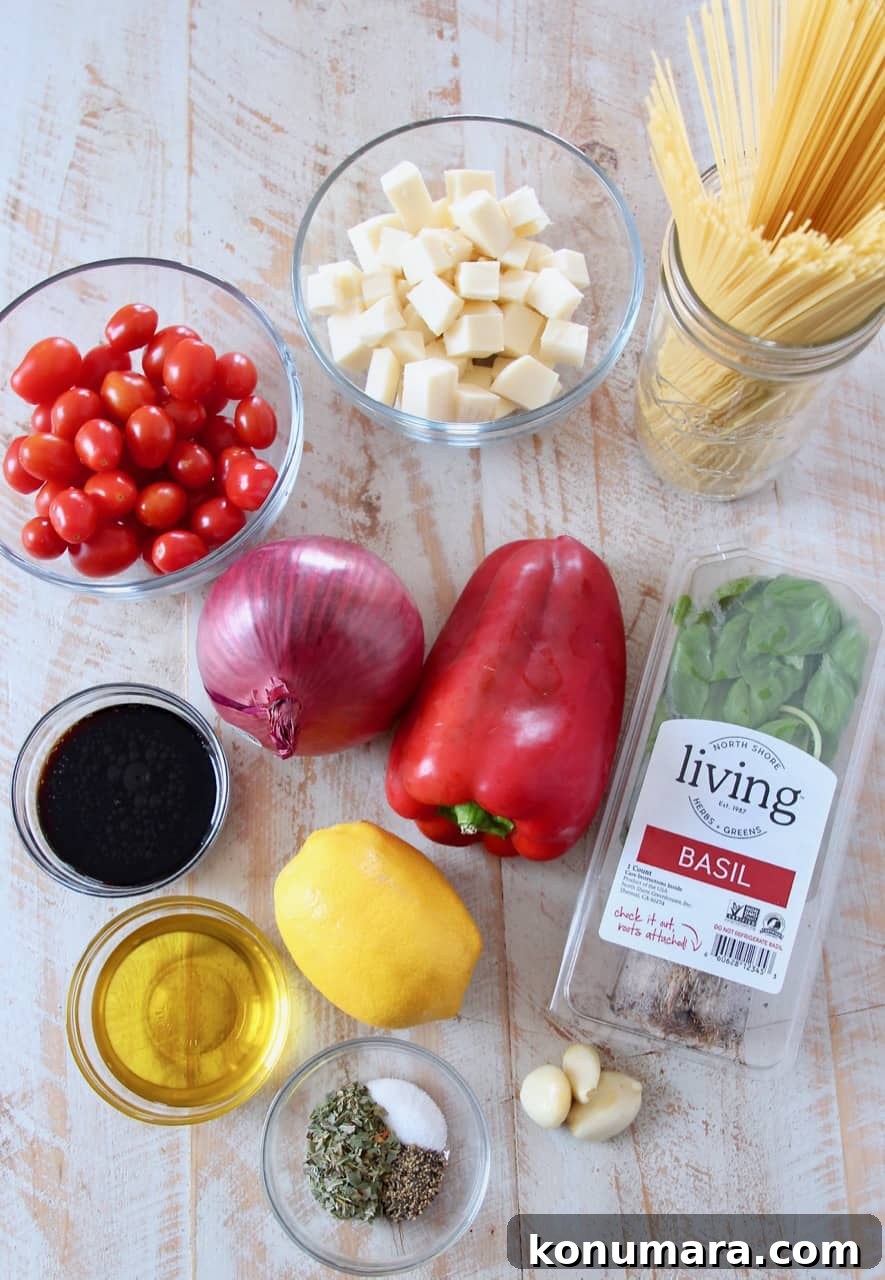 Caprese Pasta with Cherry Tomatoes, Mozzarella and Basil 5 ingredients for caprese pasta