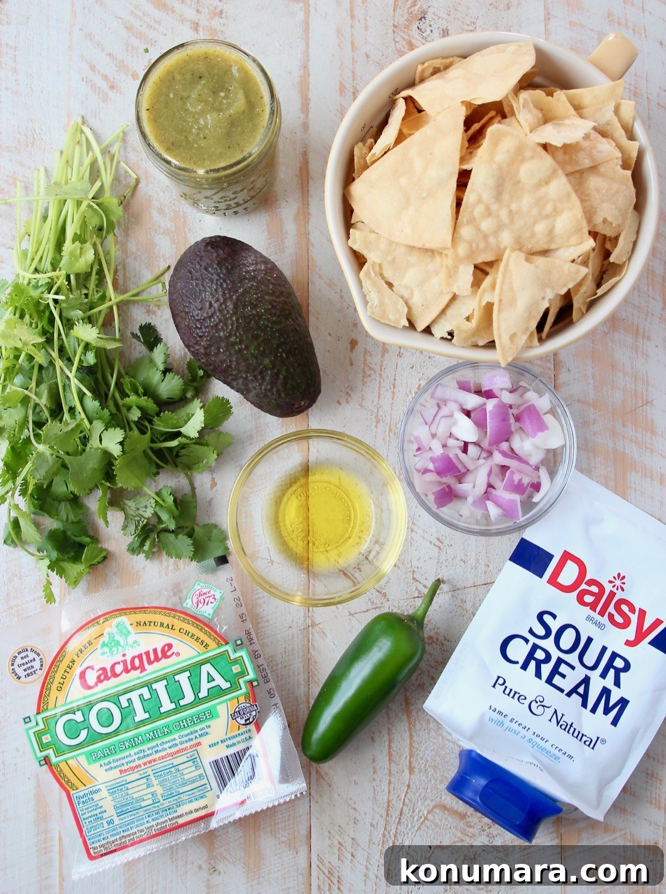 ingredients for chilaquiles verdes