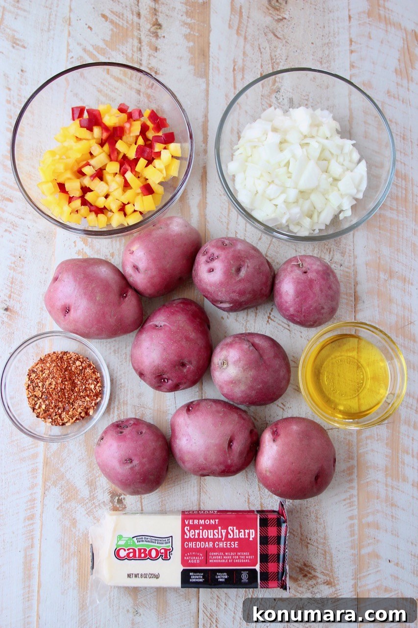 ingredients for cheesy grilled potatoes