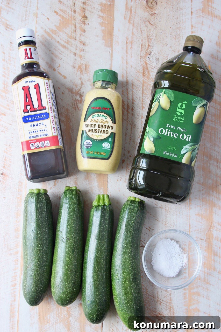 ingredients for marinated grilled zucchini