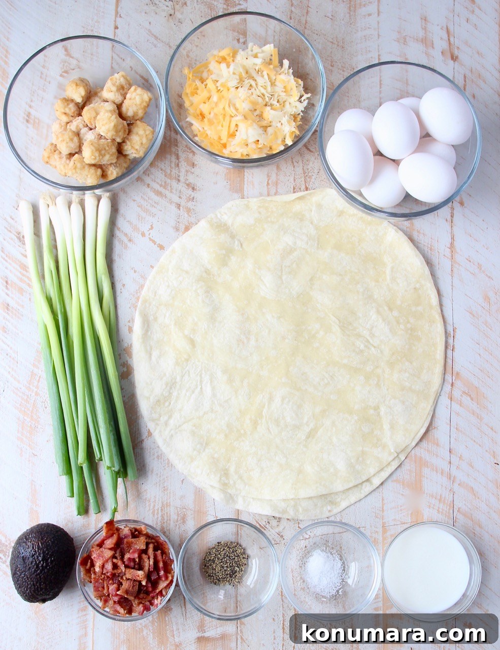 ingredients for breakfast burritos