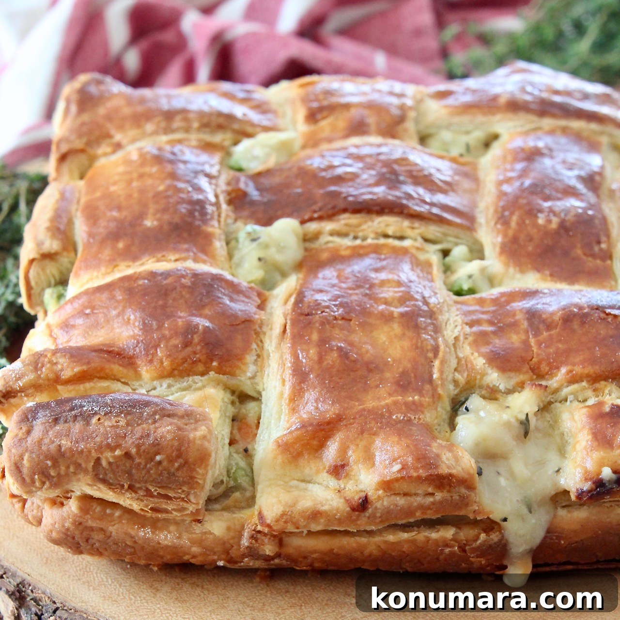 baked chicken pot pie with puff pastry crust