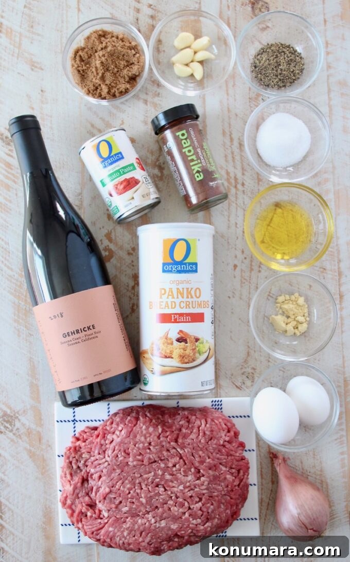 ingredients for beef meatballs with bbq sauce